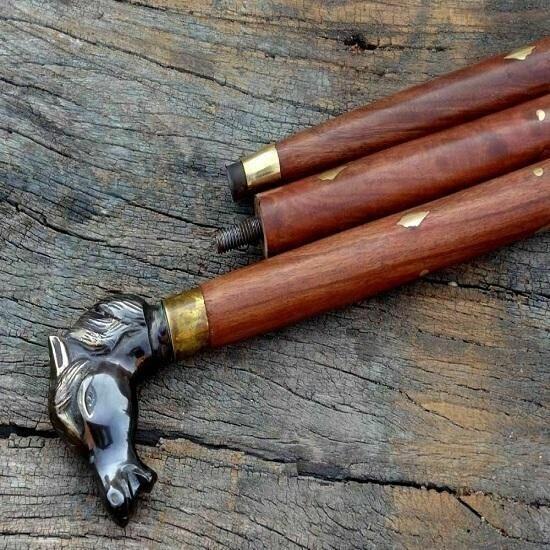 Винтажная латунная ручка, викторианская деревянная трость, дизайнерская коричневая деревянная трость