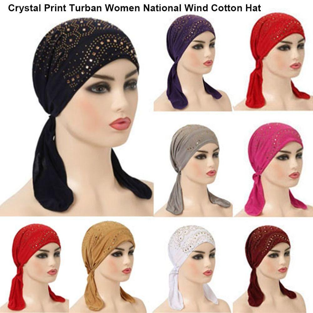 With Many Stones Wind Cotton Hat Bandana Casual Chemotherapy Hat Women National
