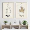 Fashion Black White Poster Sexy Middle Finger Line Feminist Canvas Painting Wall Art Woman Pictures Living Room Decor