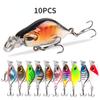 10PCS 4.4cm/3.5g Three Anchor Hook Water Surface Fish Bait Sequin Hard Bait