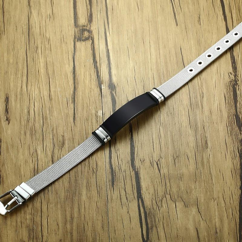 Vnox регулируемая длина браслеты TO DAD для мужчин сетчатый ремешок для часов с мягкой силиконовой прокладкой из нержавеющей стали Pulseira Custom