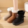 Women's Winter Chunky Platform Snow Boots Non-Slip Warm Fur Lined Mid-Calf Ankle Booties Shoes Faux Suede Plush Fleece Fuzzy Walking Boot for Women