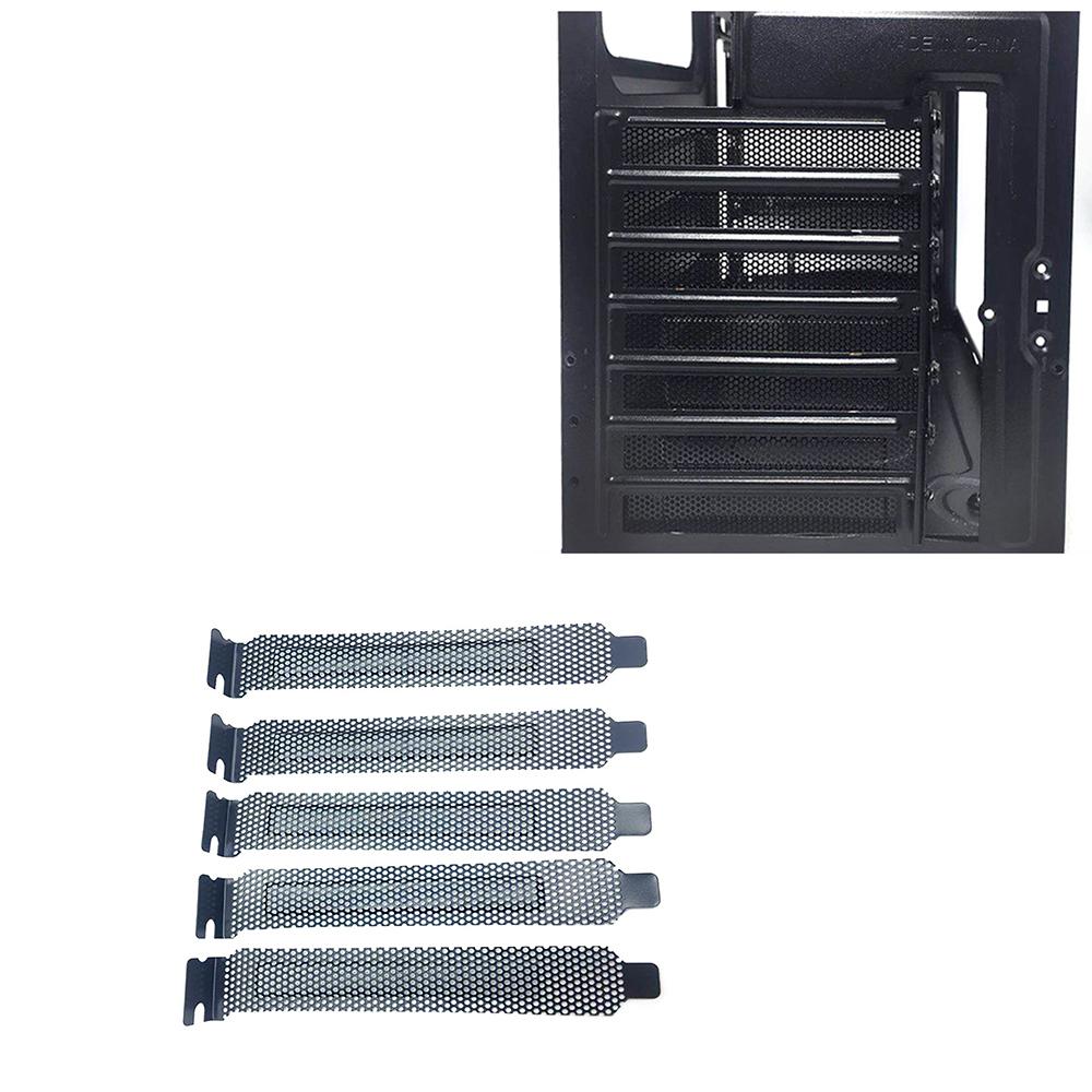 5 шт. Черные сетчатые стальные заглушки слотов PCI, кронштейн с винтами, полнопрофильная заглушка для слотов расширения, пылевой фильтр для PCI
