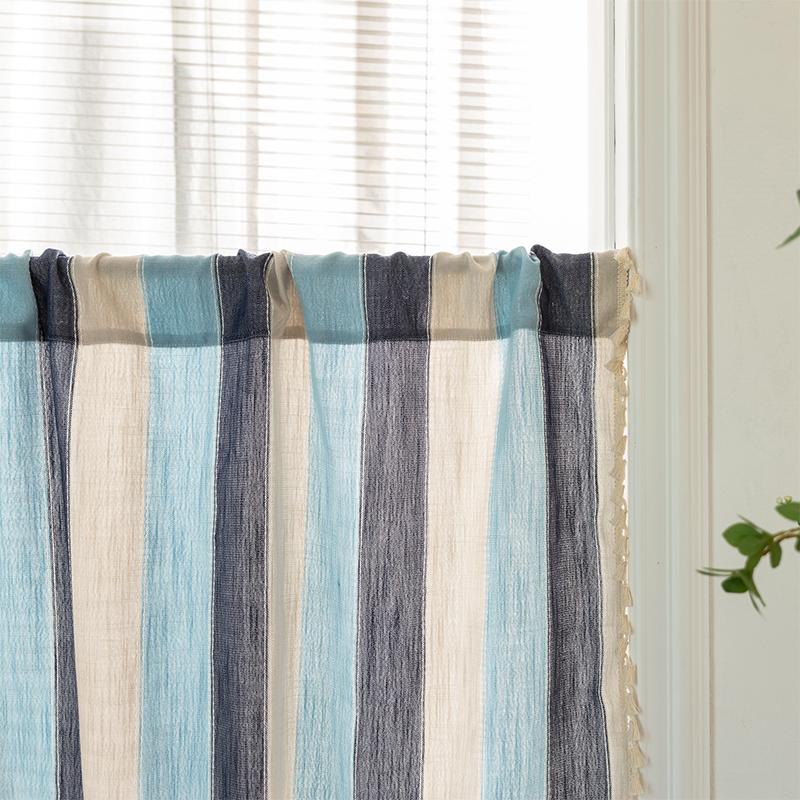 Короткая хлопковая занавеска для кухонного окна, серая полоска, лен, гостиная, чехол для кухонного шкафа в кафе, новая полузанавеска