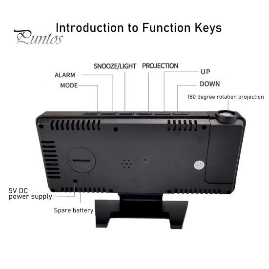 Светодиодный цифровой будильник с большим экраном, многоцелевой проектор в формате 12/24 часа, потолочные часы с дисплеем времени и температуры