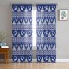 Christmas Blue Christmas Tree Snowflake Sheer Curtains For Kids Bedroom Living Room Voile Curtains Xmas Kitchen Tulle Curtain
