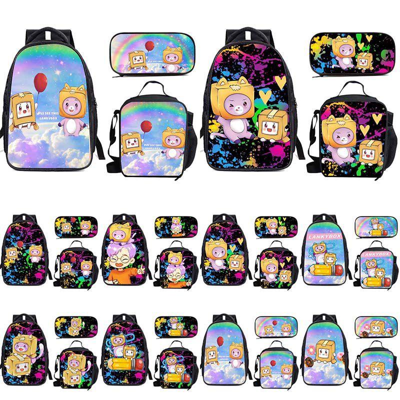 Lankybox Cartoon Lunch Bag Set 3 Piece Shoulder Backpack Package
