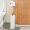 Toilet Paper Roll Holder Anti-slip Stainless Steel Double Pole Tissue Stand Punch-Free Installation Vertical Roll Paper Towel Holder Bathroom