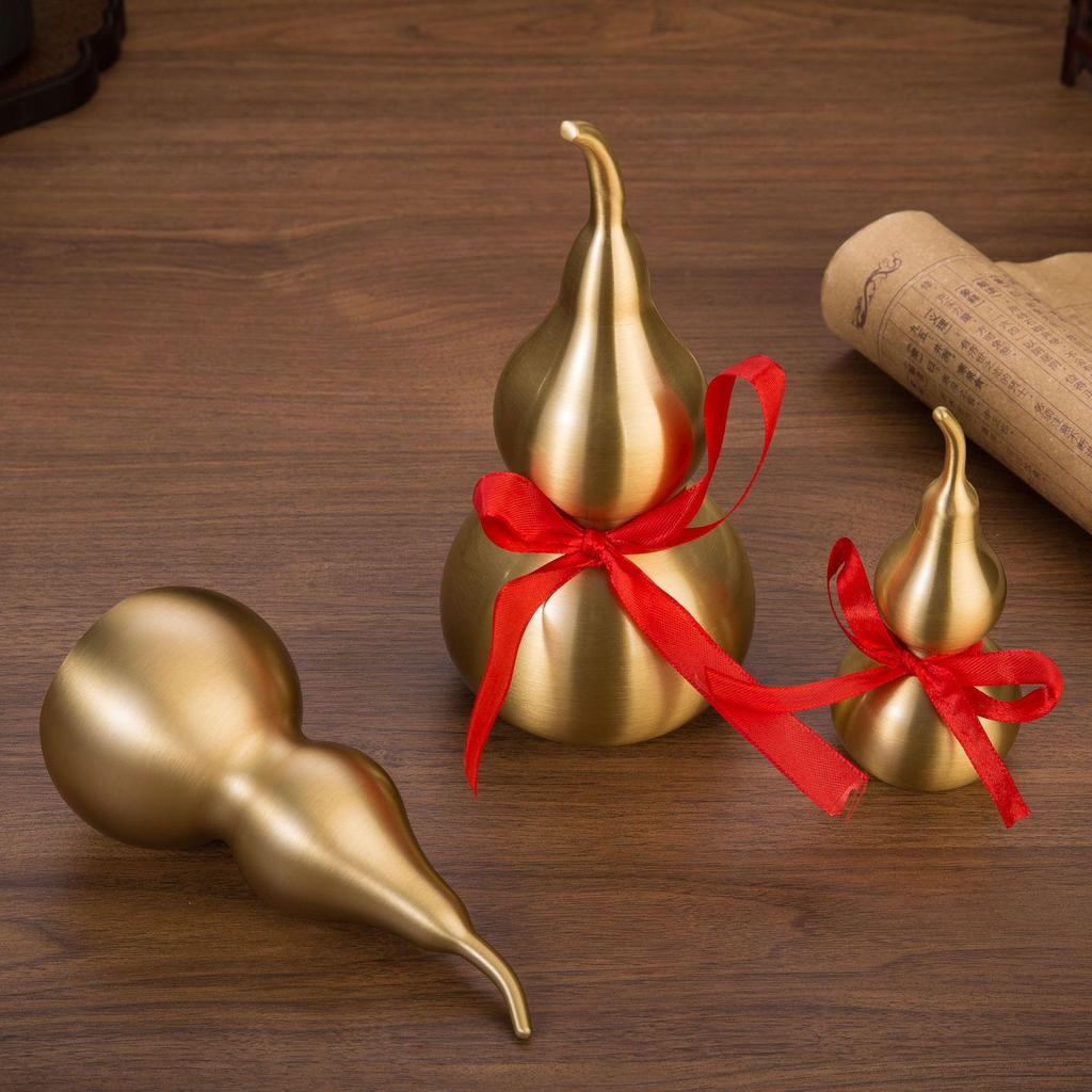 Exquisite Brushed Brass Gourd Pendant - Home Entrance Ornament & Housewarming Gift
