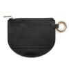 Круглый картхолдер из натуральной кожи, чехол для проездного, держатель для проездного, кошелек на молнии для мелочи, стильный, из итальянской кожи Crumbs, 1 шт. [Gratia] (черный)
