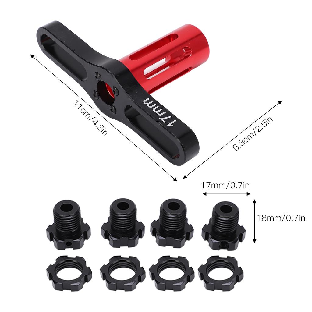 4 Set 17MM Hex Nuts Splined Wheel Hubs for 5353X E Summit 1Celsius10 RC Car(Black )
