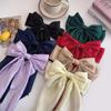 7Pcs Fashion Women Bow Ribbon Hair Clip Elegant Solid Satin Spring Clip Simple Ponytail Hairpin Barrettes Girls Hair Accessories