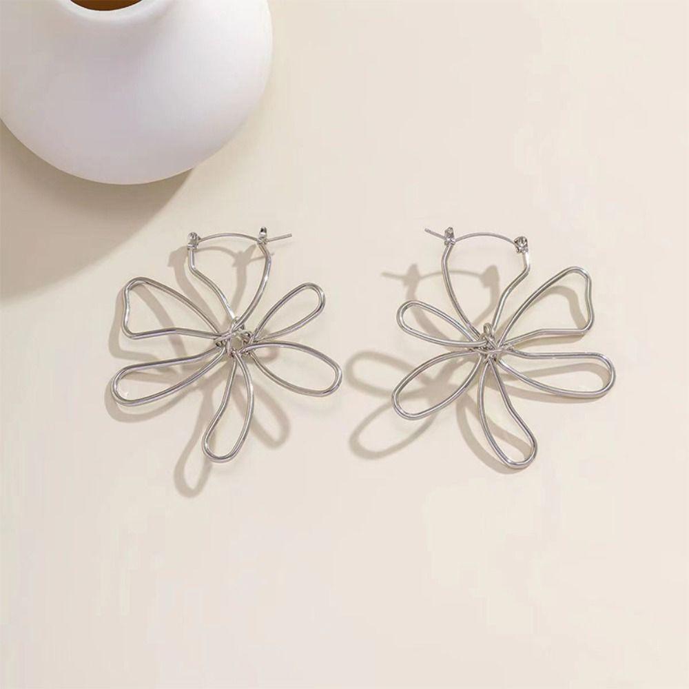Jewelry Accessories Lines Hoop Earrings Metal French Earrings Gift Flower Earrings Female Girls