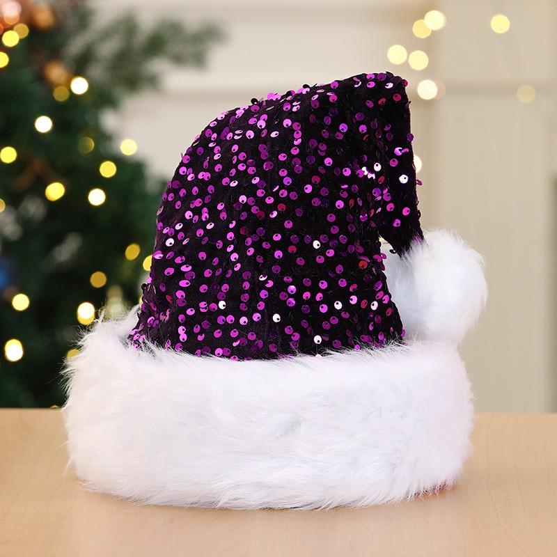 Christmas Sequin Long Hair Hat Double Layer Festive Party Headwear 32x45cm
