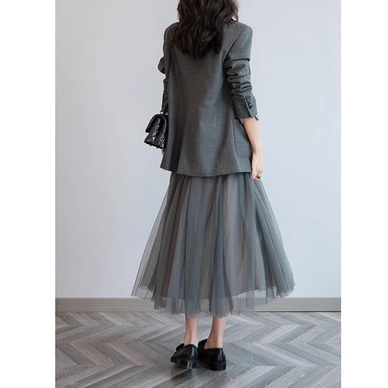 2025 Women's Casual Wool Double Pocket Silhouette Suit Jacket for Spring and Autumn