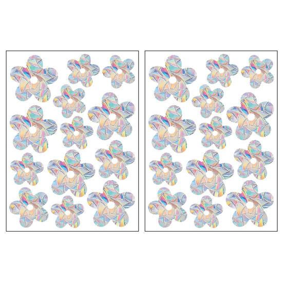 2 Sheets Rainbow Window Clings to Prevent Bird Strikes Decorative Prism Static Decals Butterfly Flower Heart Star Moon Shape Anti-Collision Stickers