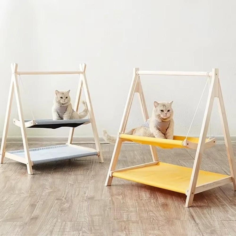 Solid Wood Cat Cradle Bed Thickened Cat Swing Hanging Bed New Cat Hammock Bed Pet Small Bed