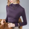Semi-turtleneck Bottoming Shirt Women's New Women's Clothing Modal Long-sleeved T-shirt Warm Inside with Fleece Thickened Top
