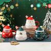 Creative Christmas Gift Ceramic Cup with Lid Spoon Large Capacity Snowman Mug Santa Water Cup