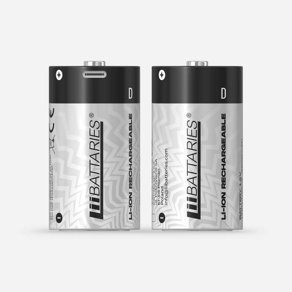 LiiBattaries МОЩНЫЙ ПЕРЕЗАРЯЖАЕМЫЙ АККУМУЛЯТОР ЛИТИЙ-ИОННЫЙ D USB-C 2 шт. 6500 мАч.