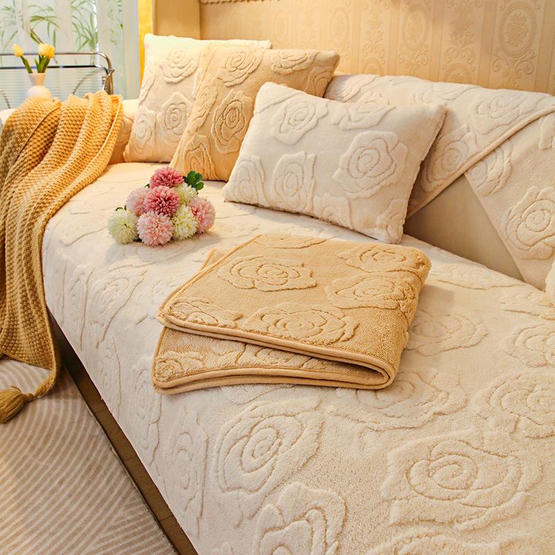 Бархатная подушка для дивана Tower, зимняя утолщенная подушка, простой современный нескользящий кожаный чехол для дивана, новинка 2024, тканевый чехол