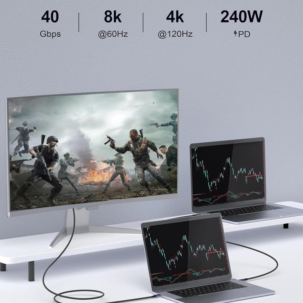 1.5m USB4 USB-C to USB-C Cable 240W Fast Charging 40Gbps Data Transfer 8K 60Hz Type-C Cord