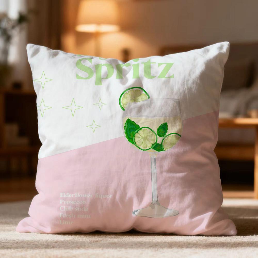Popular H-Hhugo spritz cocktailed Cushion Cover Soft Washable Pillow Case Multi-Scene for Couch Bed Travel Office Use