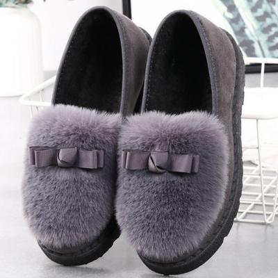 Женские уютные домашние тапочки с закрытым задником и пушистой плюшевой подкладкой для дома и улицы, зимние теплые мокасины с флисовой подкладкой для женщин