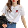 Women's Cotton T-shirt Short-Sleeved Summer Loose Design Printed Shoulder Top