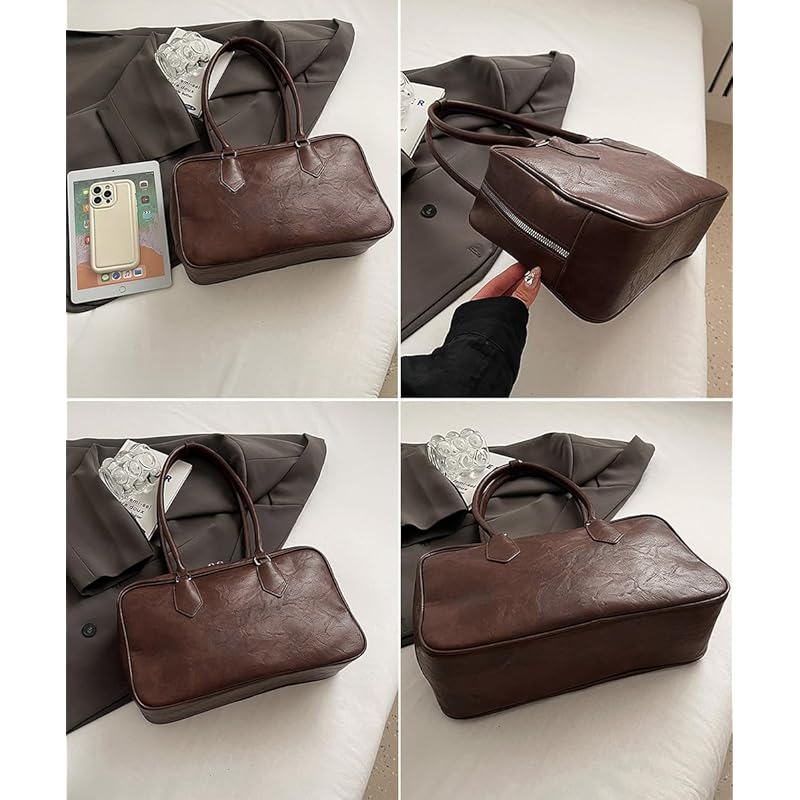 [miniministore] long handle boston bag tote bag Korean style large capacity shoulder bag With zipper wide gusset handbag stylish shoulder bag Women's