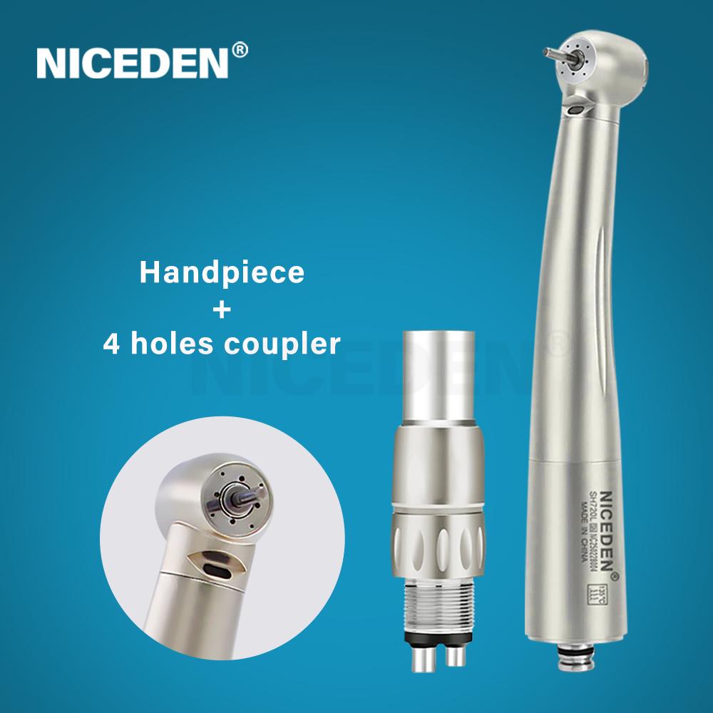 Niceden AI-X600L 21W Power Stainless Steel Standard Head Air Turbine High Speed Handpiece Dentals Optical LED N-Coupling Tools Materials