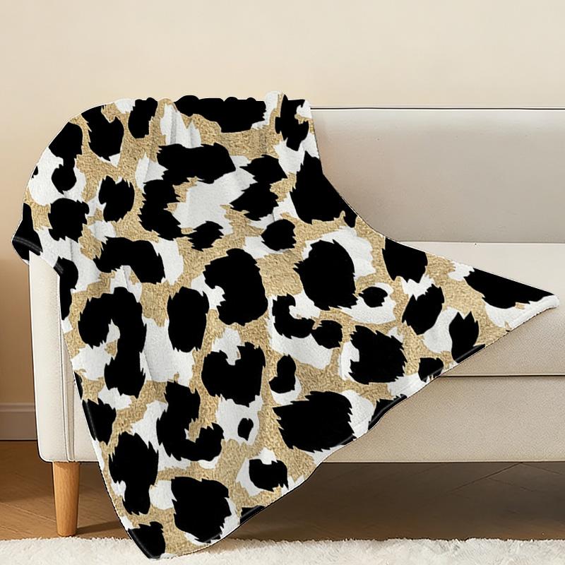 Cow Print Fleece Blanket: High-Density Soft Cozy Warm Throw, Portable for Home & Car, Christmas & Halloween Decor, Ideal for Sleep & Daily Use