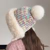 Женская термозимняя шапка из искусственного кроличьего меха, милая утолщенная белая пушистая шапка-ушанка, плюшевая шапка