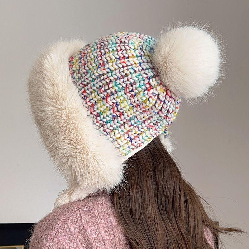 Женская термозимняя шапка из искусственного кроличьего меха, милая утолщенная белая пушистая шапка-ушанка, плюшевая шапка