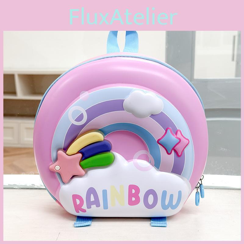 Kids Cartoon Donut Shell Backpack With Cartoon Rainbow Design For School Kids