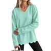 Women's Scalloped Wavy Hem Crewneck Sweatshirt, Loose Fit Color Drop Shoulder Long Sleeve Pullover Top for Casual Wear