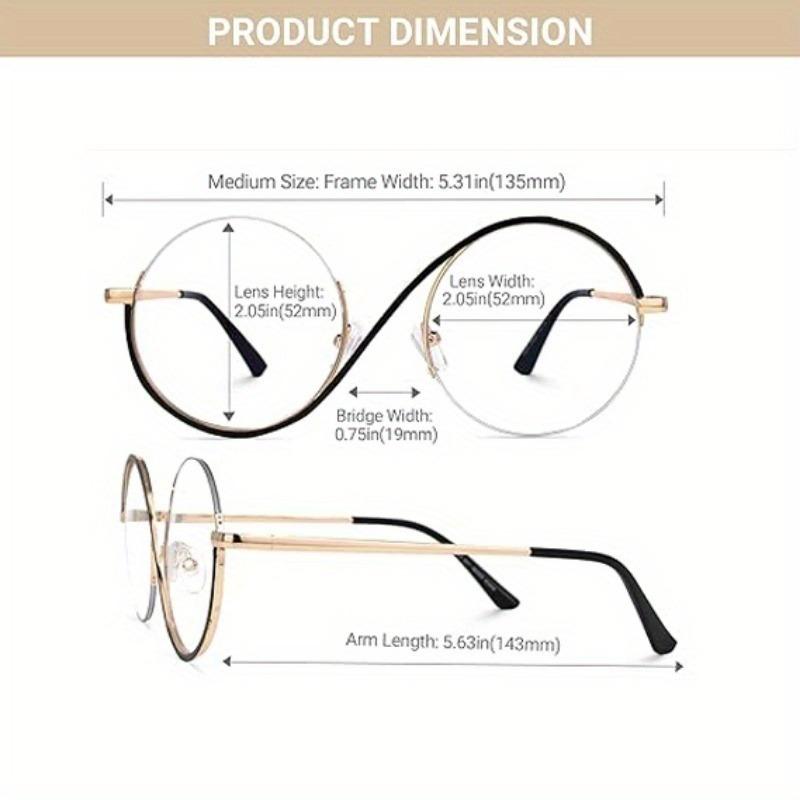 Round Semi-Rimless S Shape Glasses Women Eyeglasses Big Frame Clear Lens Optical Eyewear Men Vintage Anti-Blue Light Computer Eyeglass