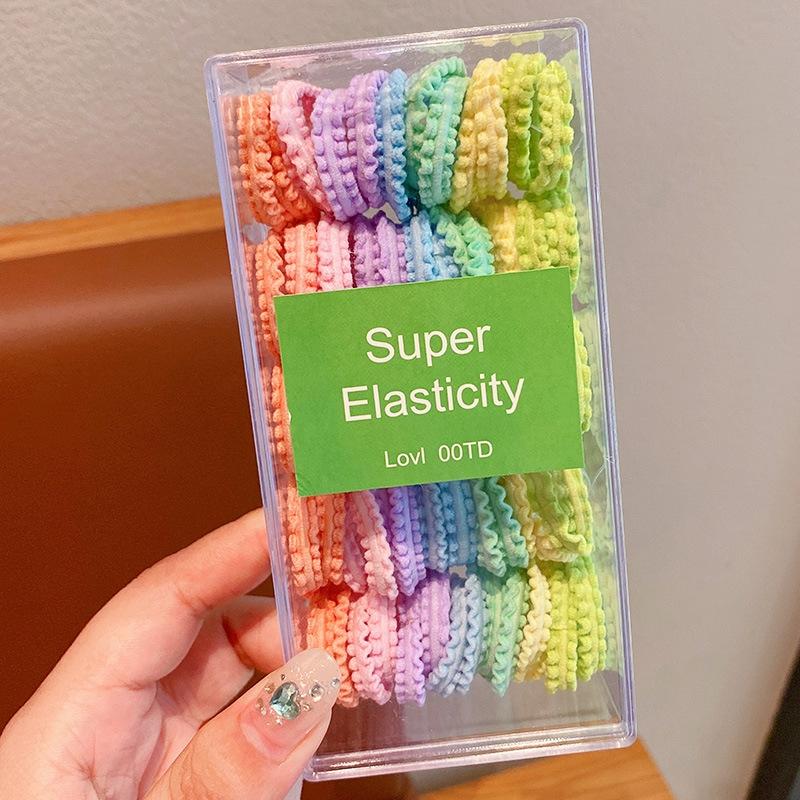 50pcs/box Candy Colored Hair Loop Children Not Harmful High Ponytail Headband Girls Elastic Rubber Band Hair Styling Accessories