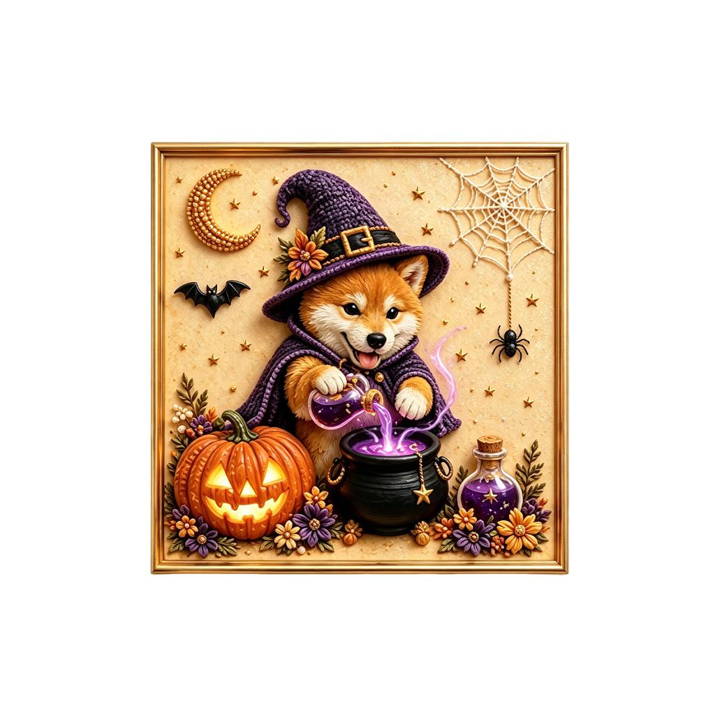 Pumpkin Dog Diamond Painting Kit Shiba Inu Pearl Art Craft