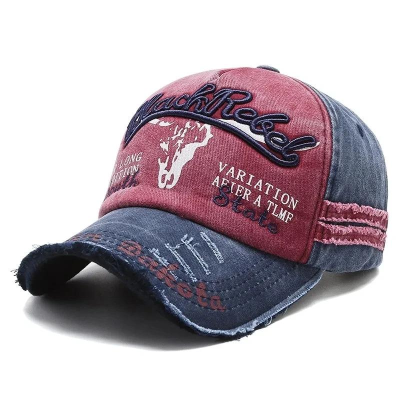 Sports Outdoor Women And Men Pattern Head Cow Cap Baseball Stitching Stitched Embroidered Alphabet Vintage Cotton Washed Neutral Gender For Hats