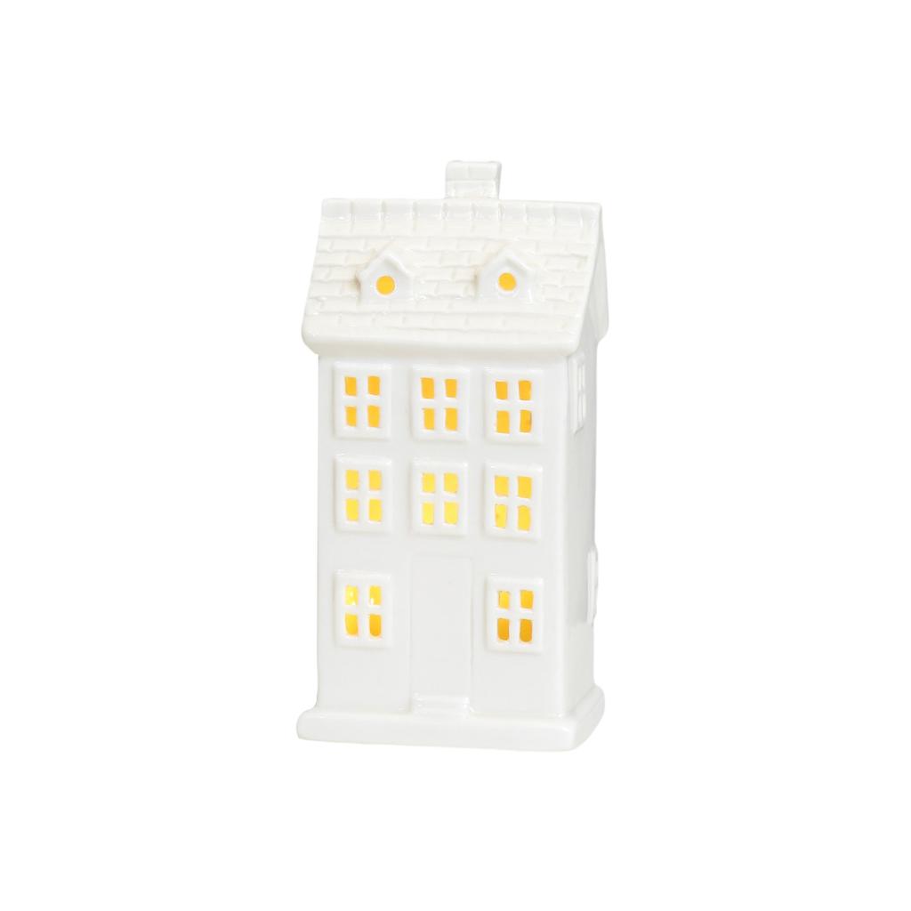 Керамические домики рождественской деревни, светящиеся праздничные украшения для настольного размещения в помещении, рождественский домашний декор