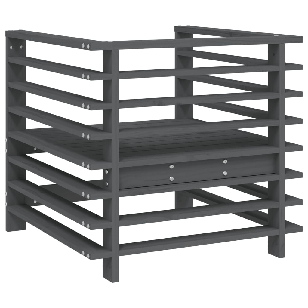 Garden Chairs 2 pcs Grey Solid Pine Wood