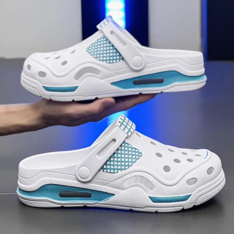 Модные шлепанцы с отверстиями на платформе, мужская обувь, уличная, дизайнерская, роскошная, трендовая, 2025, оригинальная, модная, элегантная, взрослая, стиль из ЭВА-резины, мужские тапочки