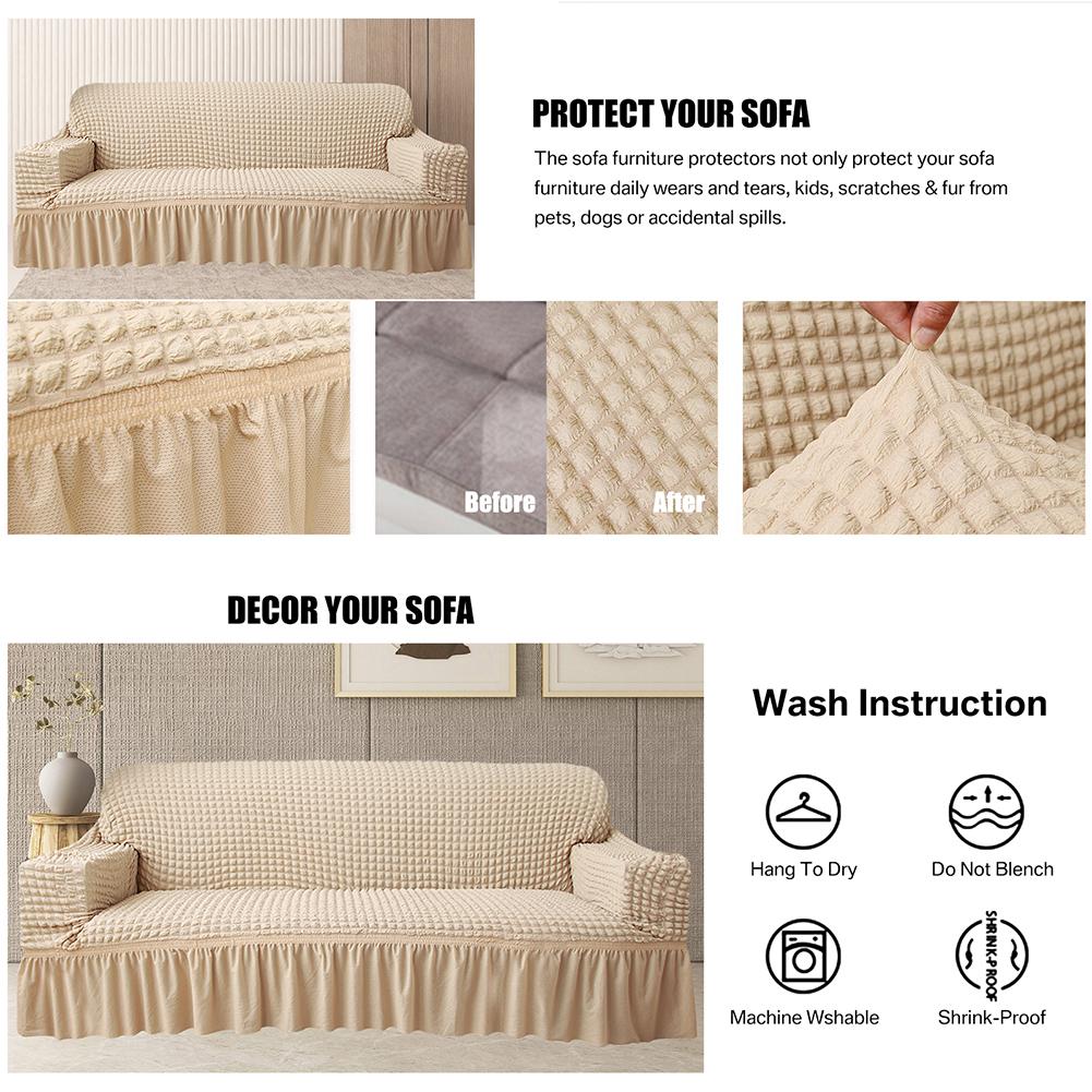 Чехол для дивана с юбкой, универсальный, легко устанавливаемый, чехол для дивана в гостиную, моющийся, прочный, растягивающийся, защитный чехол для мебели