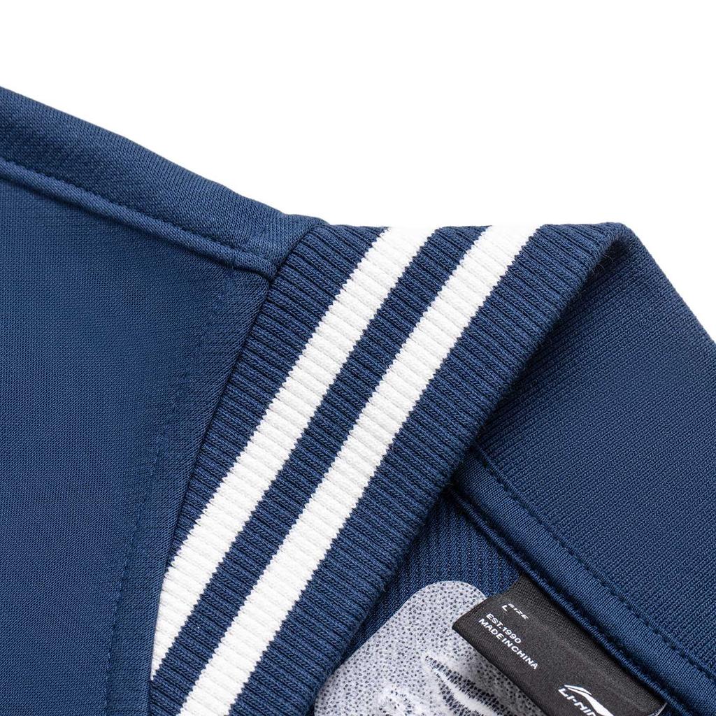 Li Ning Color Block Logo Print Вязаная куртка Мужские куртки Deep-Navy AFDU553-2