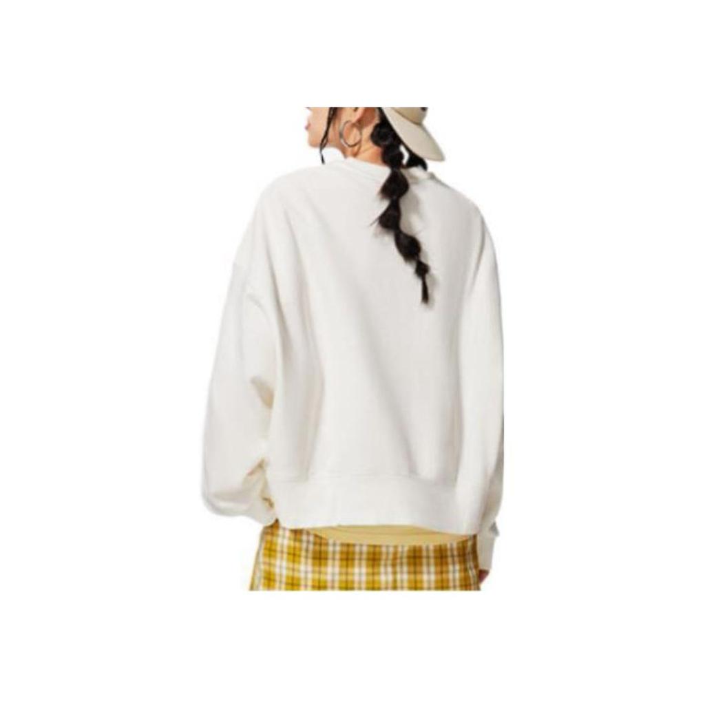 Li Ning Sports Lifestyle Series SS22 Однотонная толстовка с вышитым логотипом и длинным рукавом, женская толстовка белого цвета AWDSF70-1