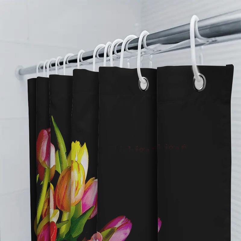 Modern Floral Print Shower Curtain Set Bathroom Decor with Vivid Colors for Kitchen 3D Printed Water-Saving Bath Curtains Size:1