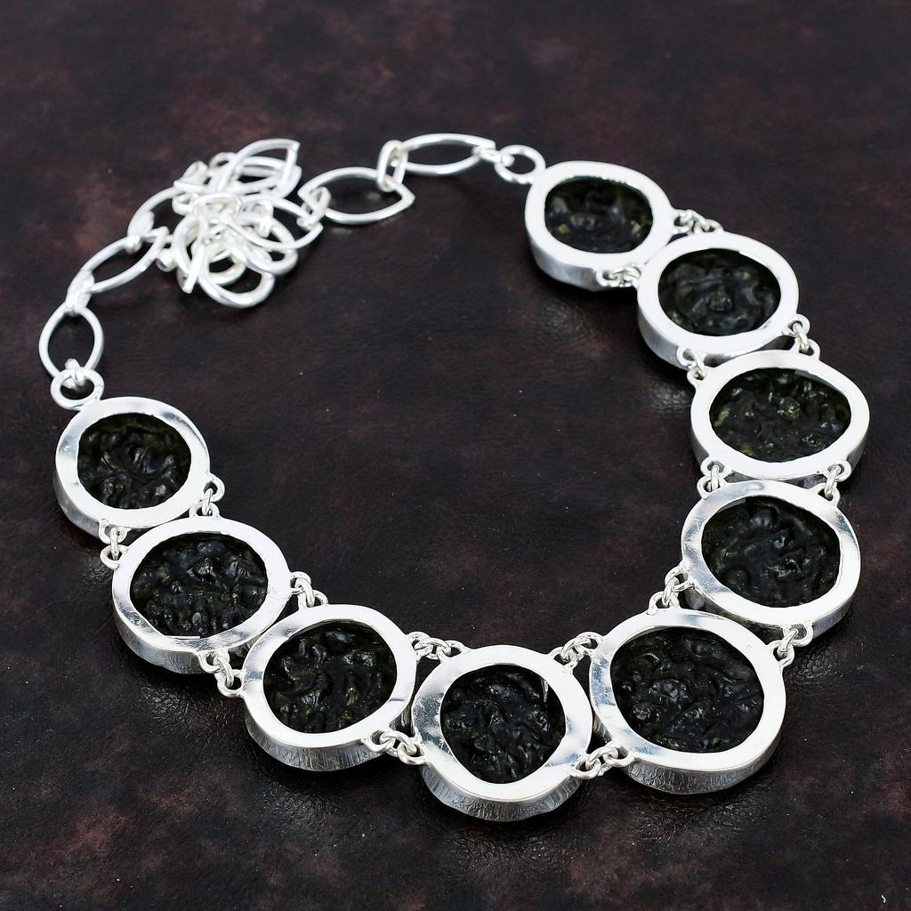 Молдавитовое ожерелье Ожерелье из стерлингового серебра 925 пробы Ожерелье из драгоценных камней Ожерелье с регулируемой цепочкой Ювелирный подарок ручной работы для ее чудесного ожерелья