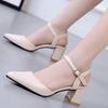 Baotou, Sandals, Women's Shoes, Pointed Toes, Straight Buckle Straps, Thick Heels, Single Shoes, High Heels