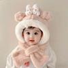 2-in-1 Hooded Scarf Thicken Plush Winter Children's Hat Cute Scarf Hat Set  Outdoor